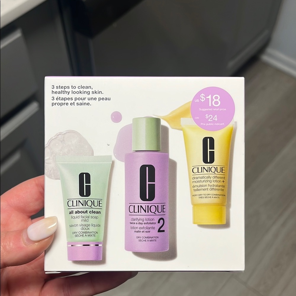 Clinique Skincare Essentials Set - Purple, Yellow, White